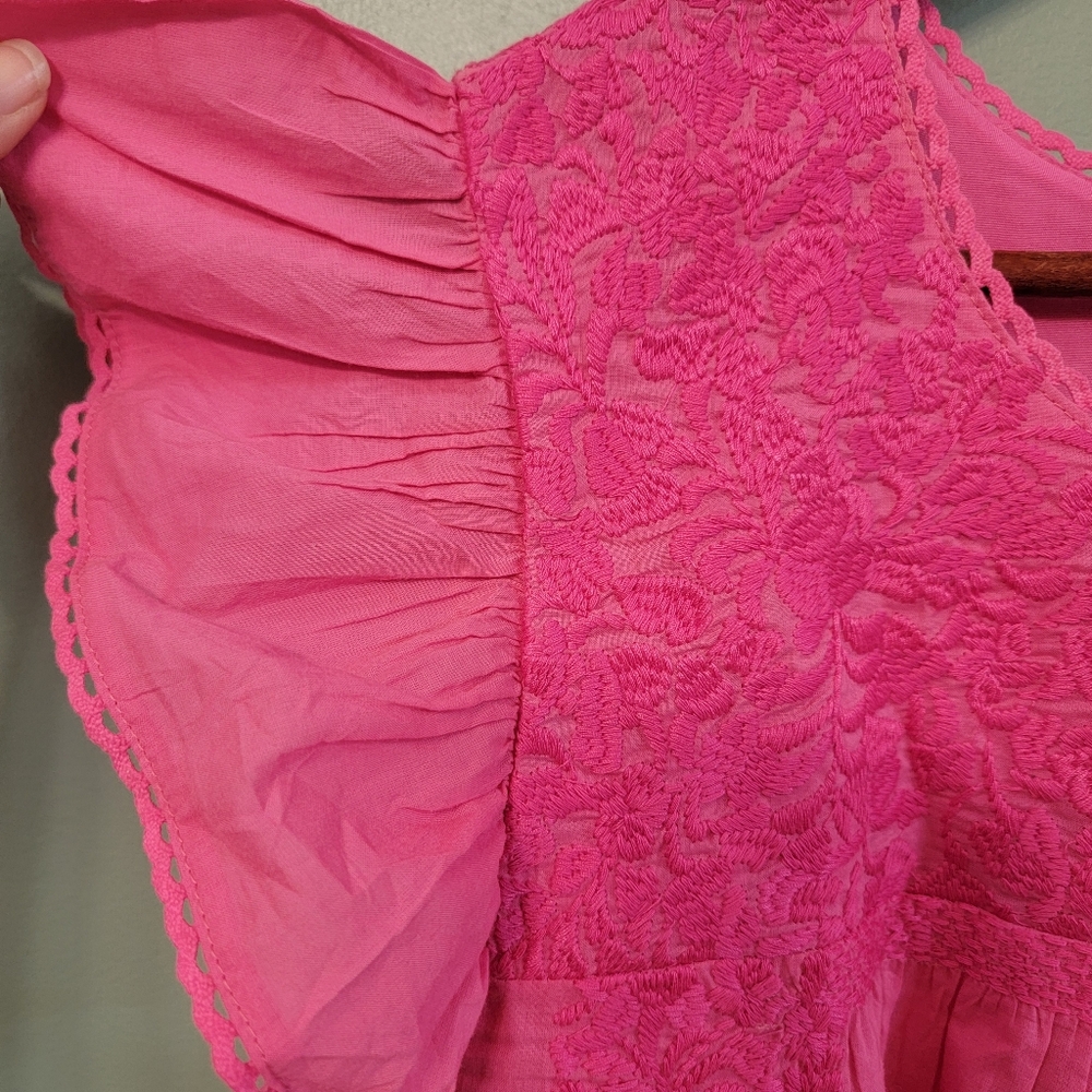 J. Marie Pink Embroidered Women's Peplum Top Womens Size MD New Farmhouse - Picture 8 of 11